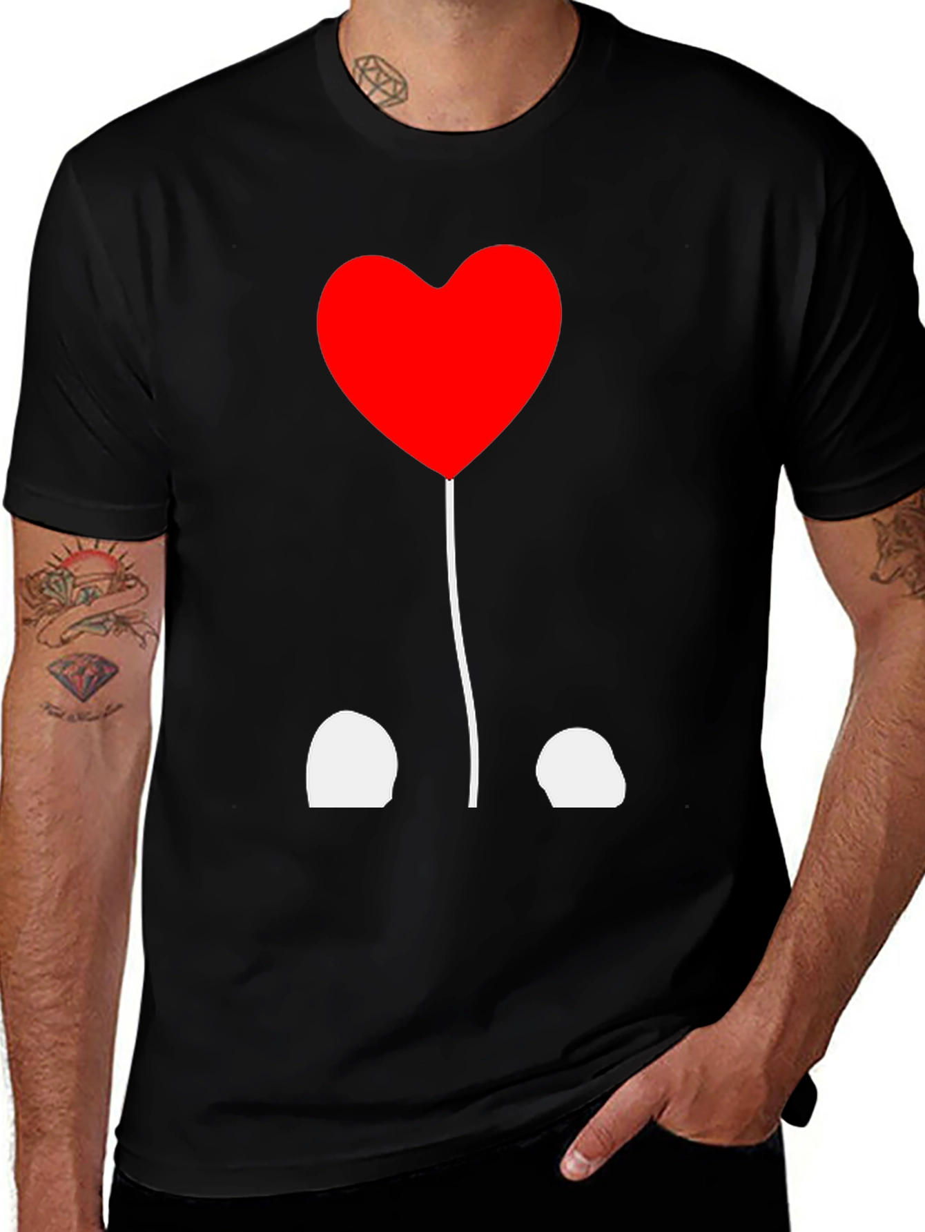 Heart Balloon Graphic Tee - Black