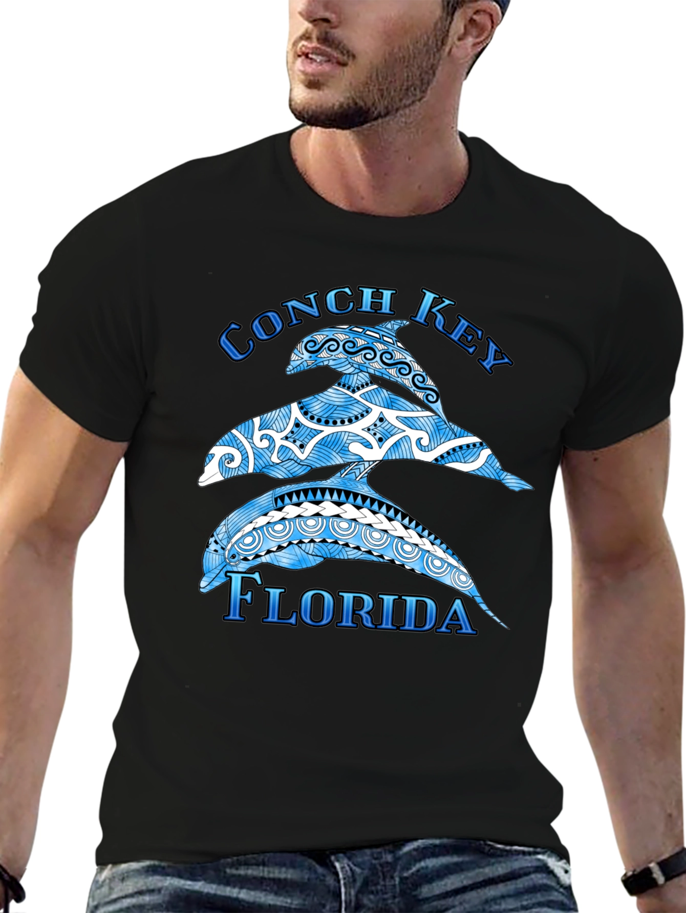 Conch Key Florida Dolphin Graphic T-Shirt