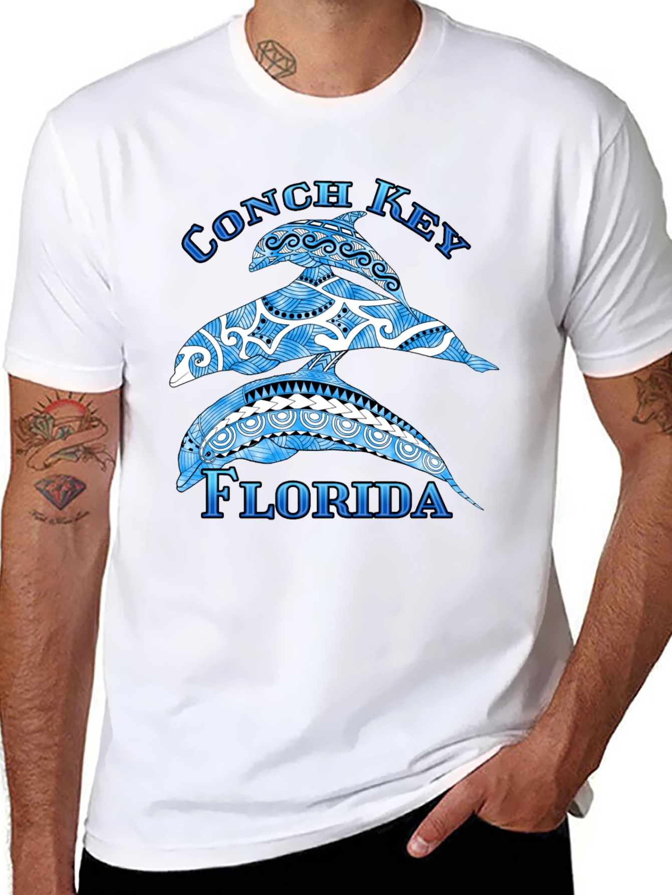 Conch Key Florida Dolphin Graphic T-Shirt