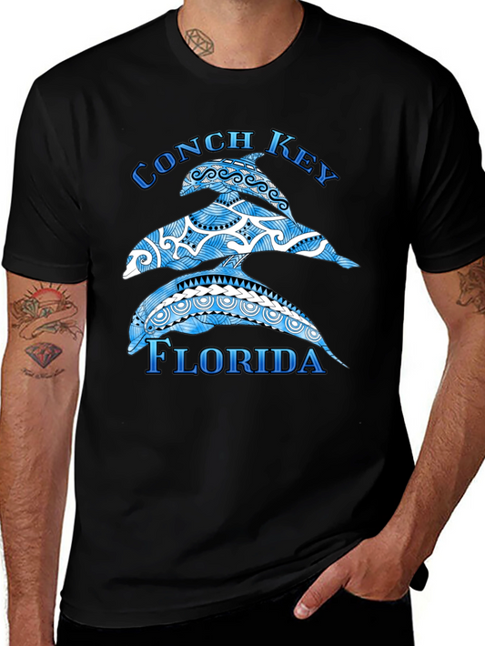 Conch Key Florida Dolphin Graphic T-Shirt