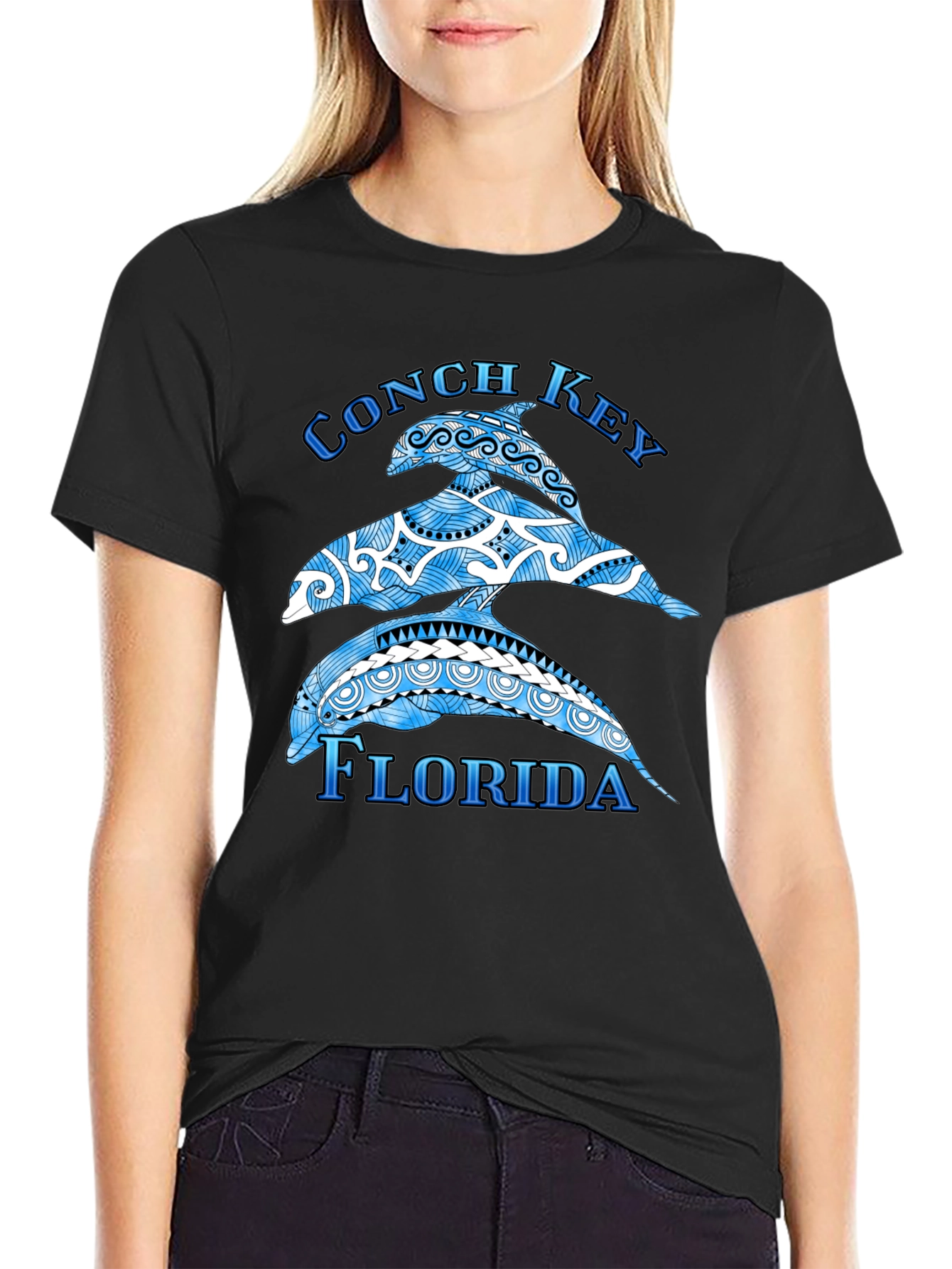 Conch Key Florida Dolphin Graphic T-Shirt