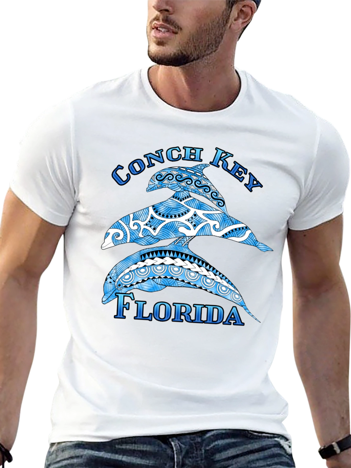 Conch Key Florida Dolphin Graphic T-Shirt