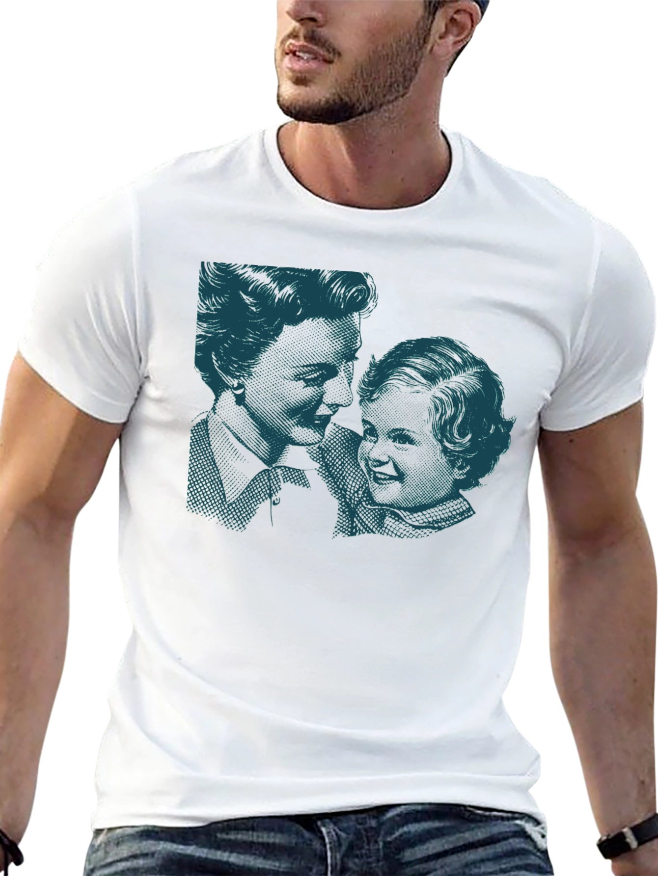 Retro Print Black Cotton T-Shirt