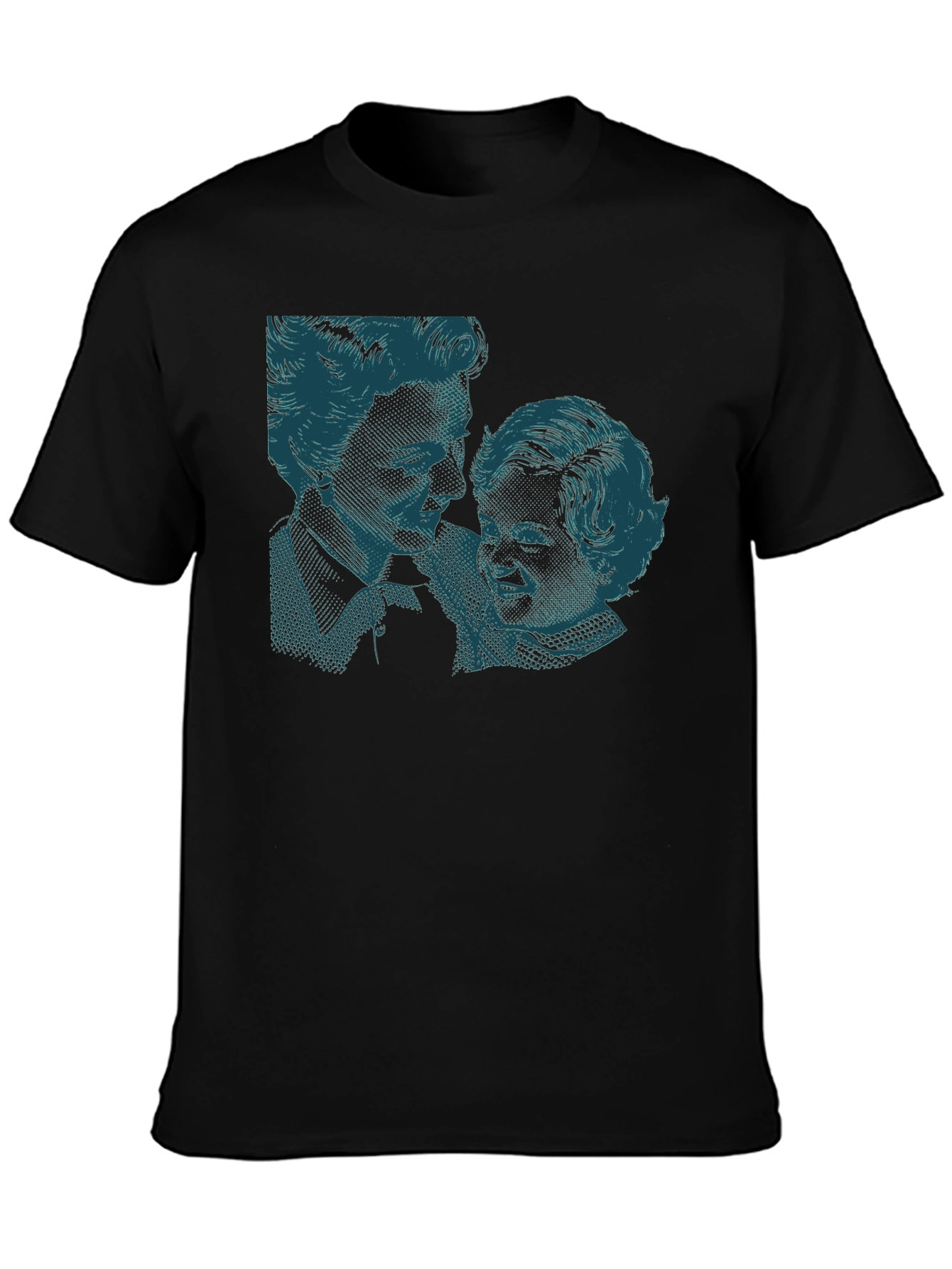 Retro Print Black Cotton T-Shirt