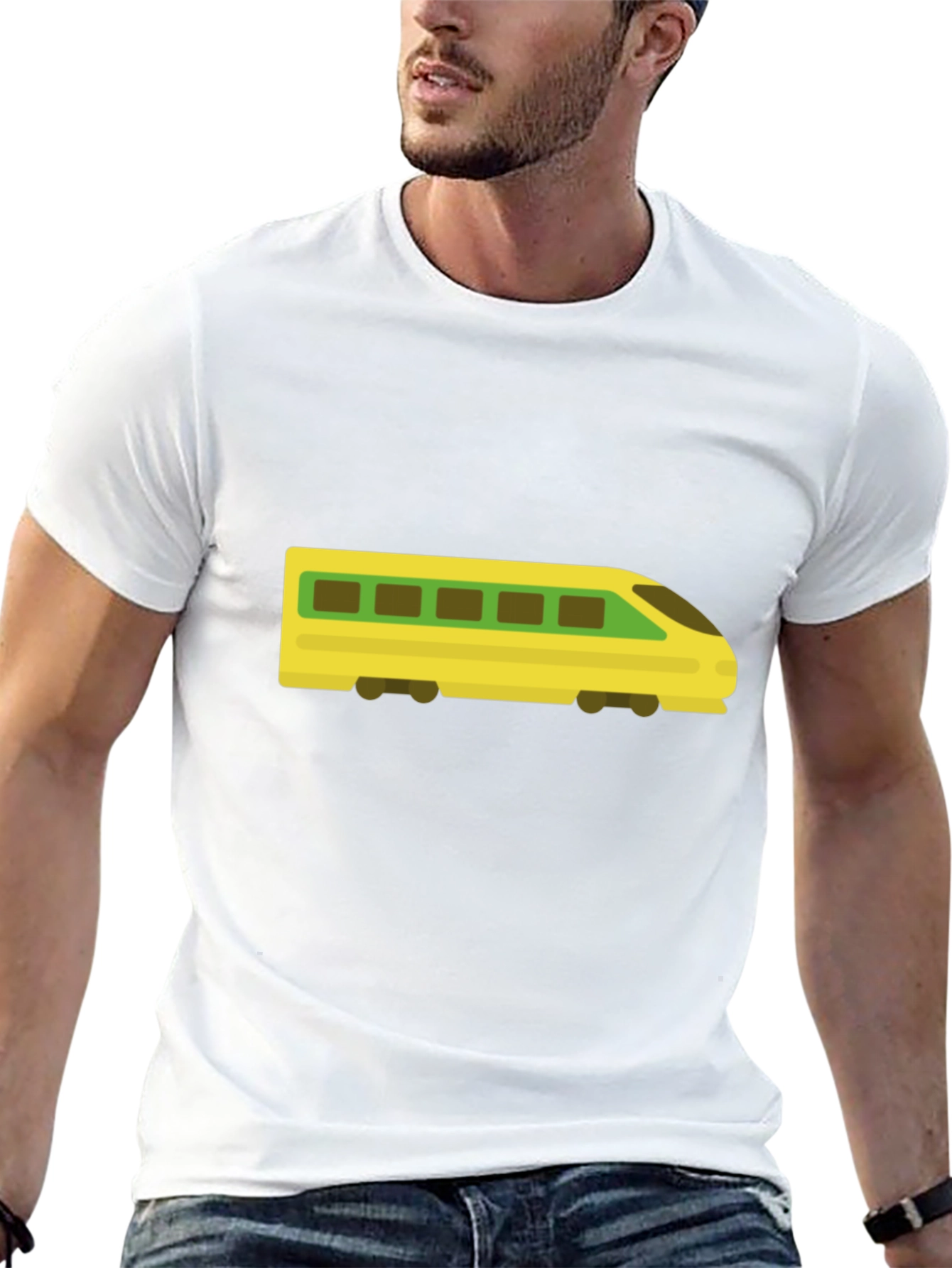 Modern Train Graphic Tee - Black Cotton