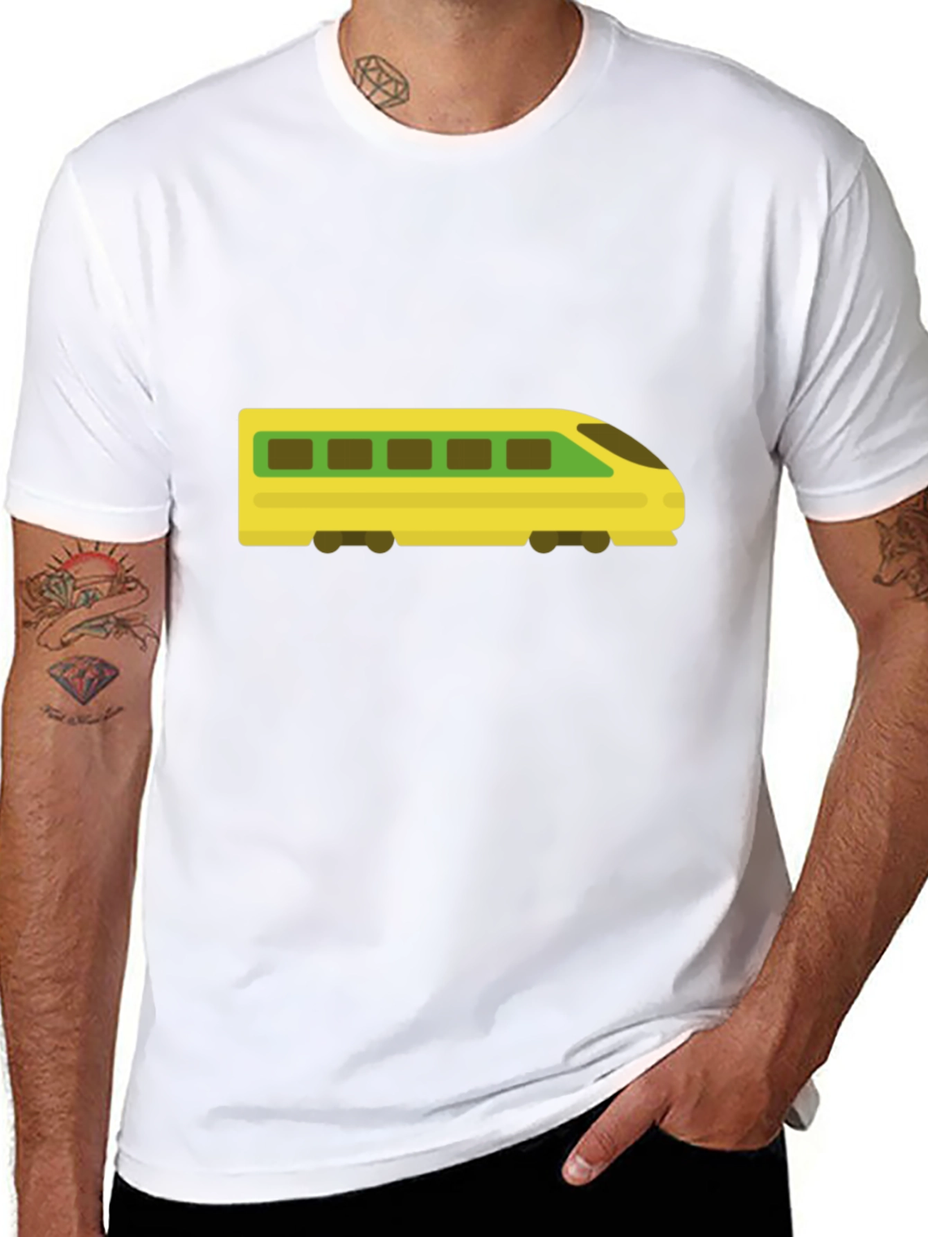 Modern Train Graphic Tee - Black Cotton