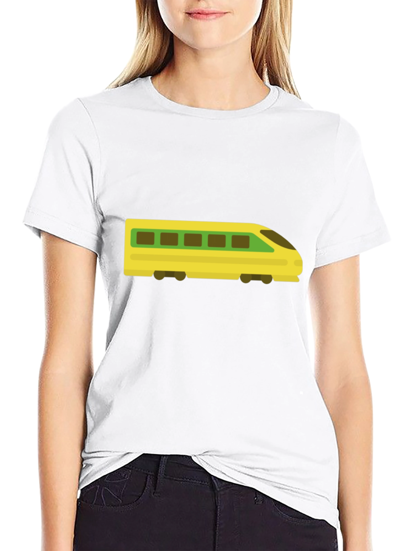 Modern Train Graphic Tee - Black Cotton