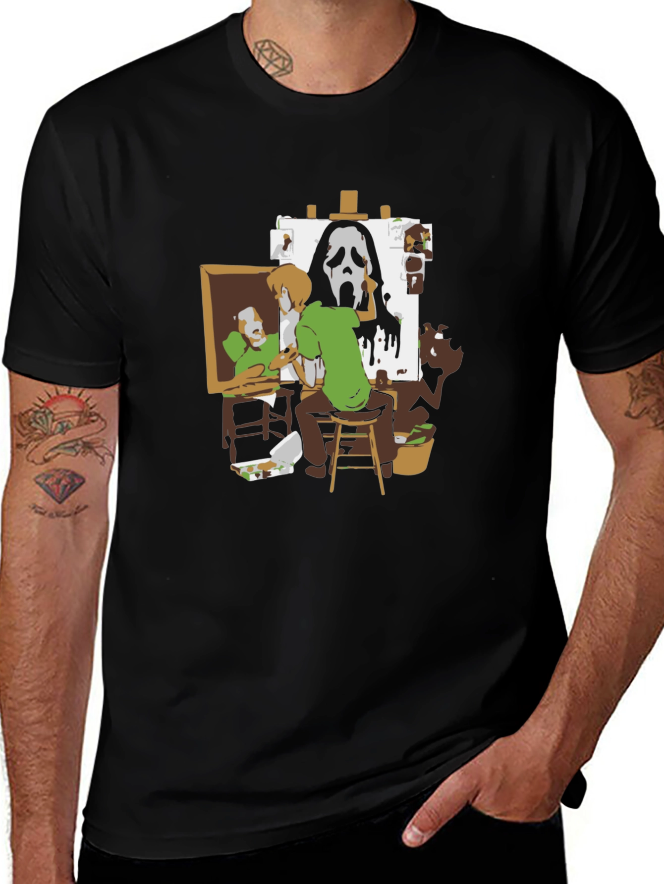 Shaggy Painting Ghost Face Black Graphic Tee