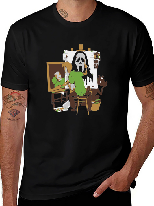 Shaggy Painting Ghost Face Black Graphic Tee