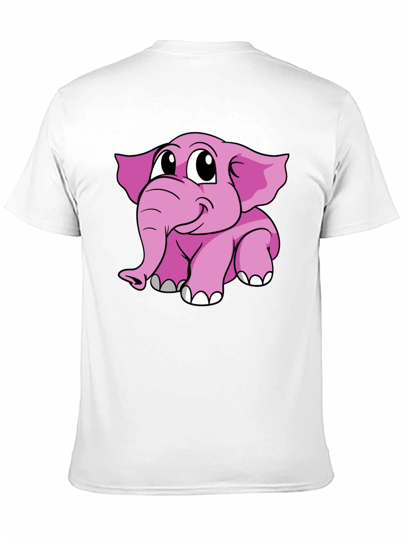 Cute Pink Elephant Graphic Tee - Black Cotton Shirt