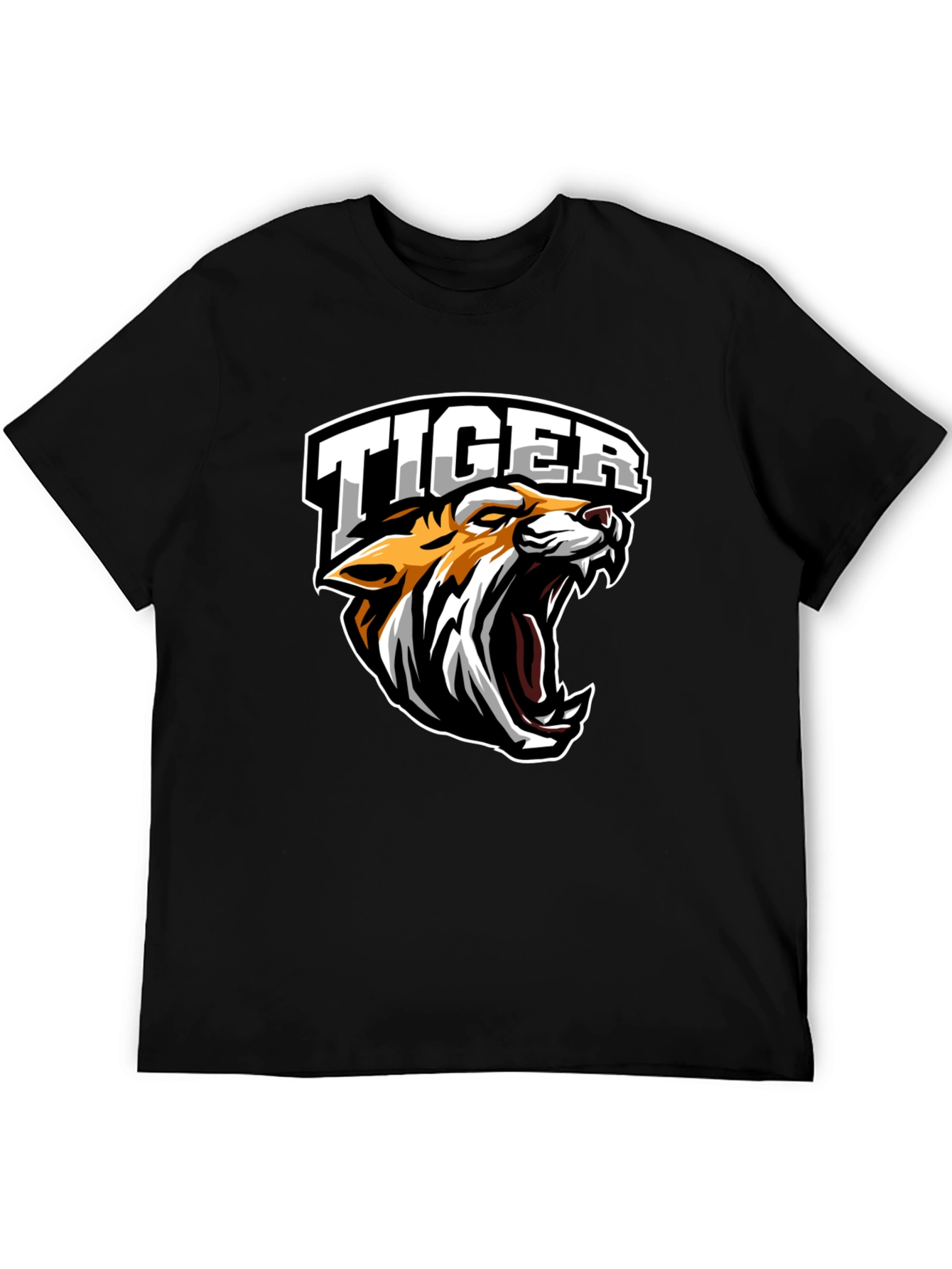 Tiger Graphic Tee - Black Cotton T-Shirt