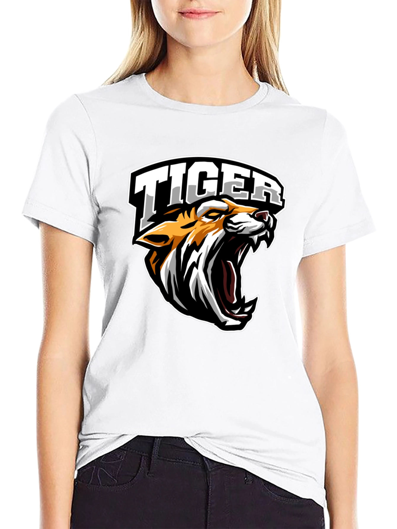 Tiger Graphic Tee - Black Cotton T-Shirt