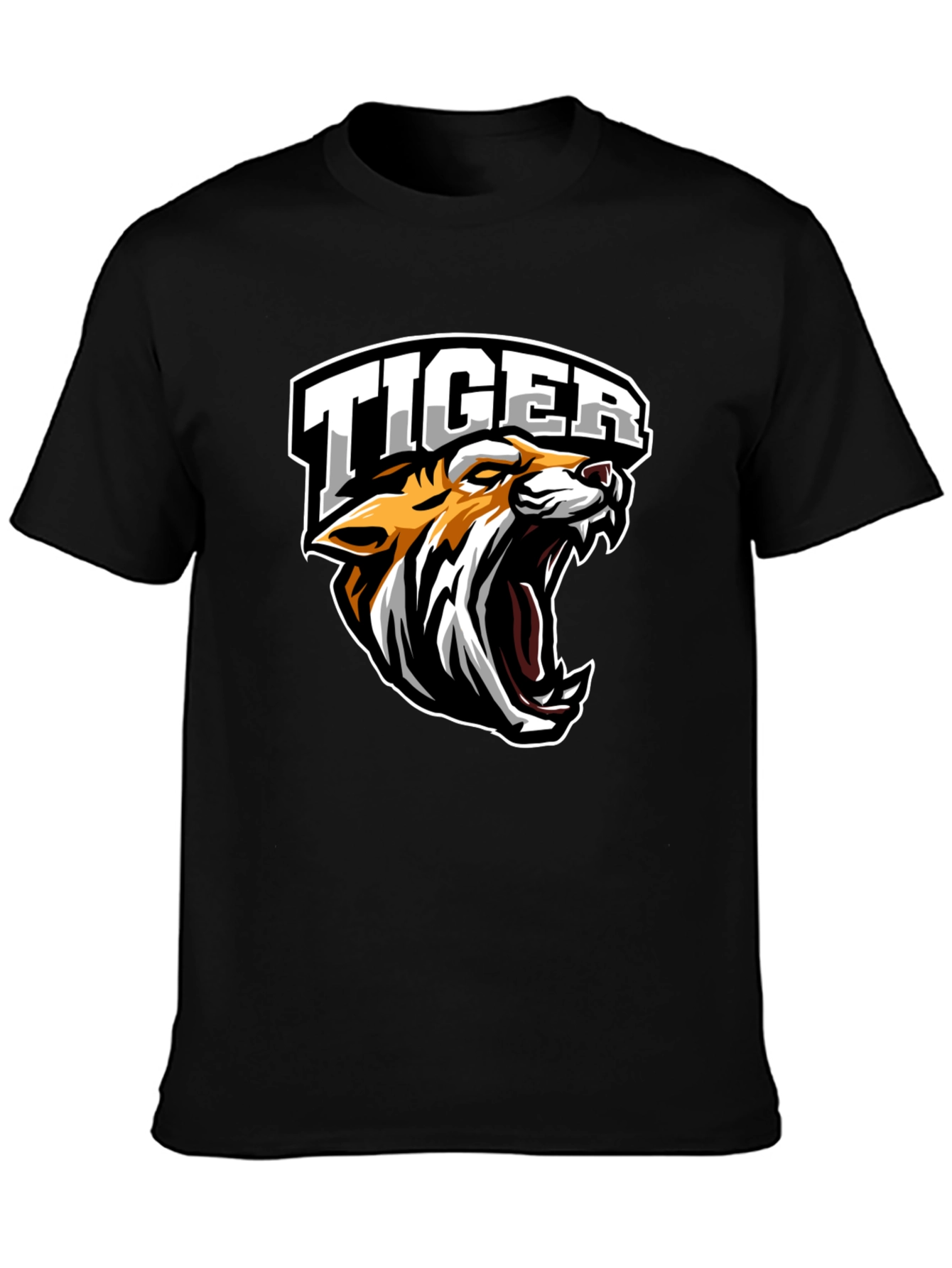 Tiger Graphic Tee - Black Cotton T-Shirt