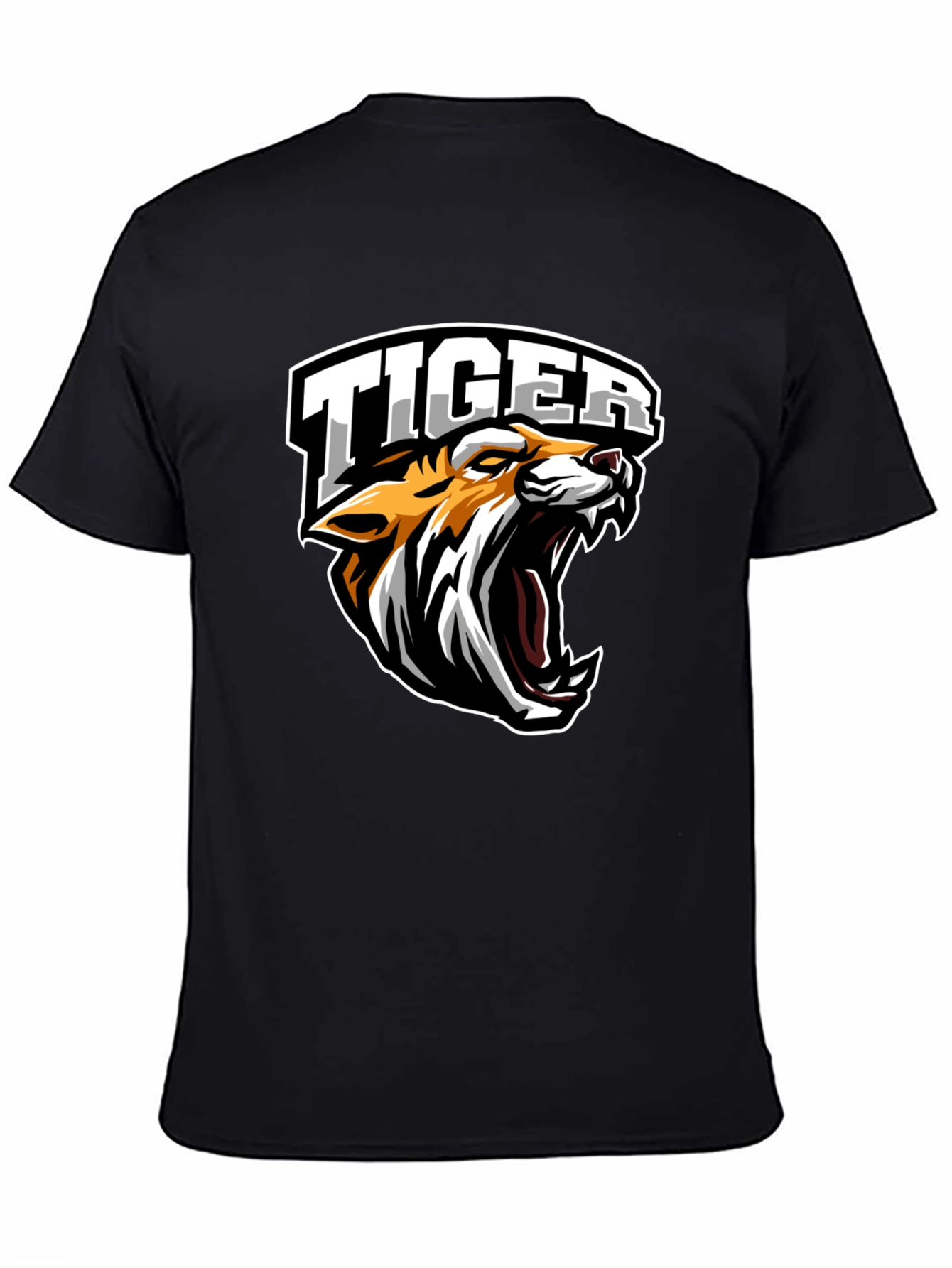 Tiger Graphic Tee - Black Cotton T-Shirt
