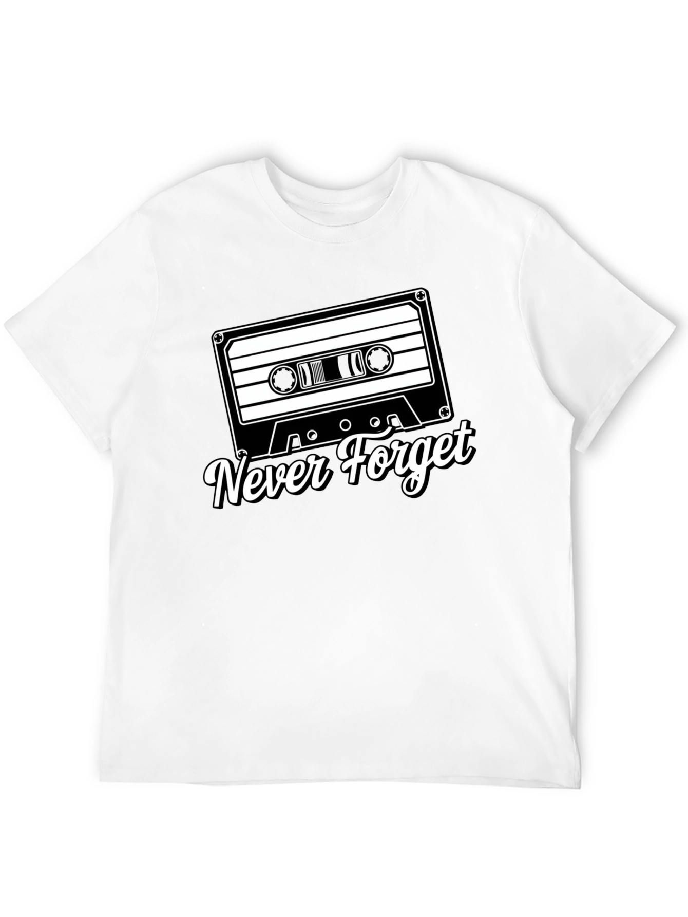Retro Cassette Tape Never Forget Black T-Shirt