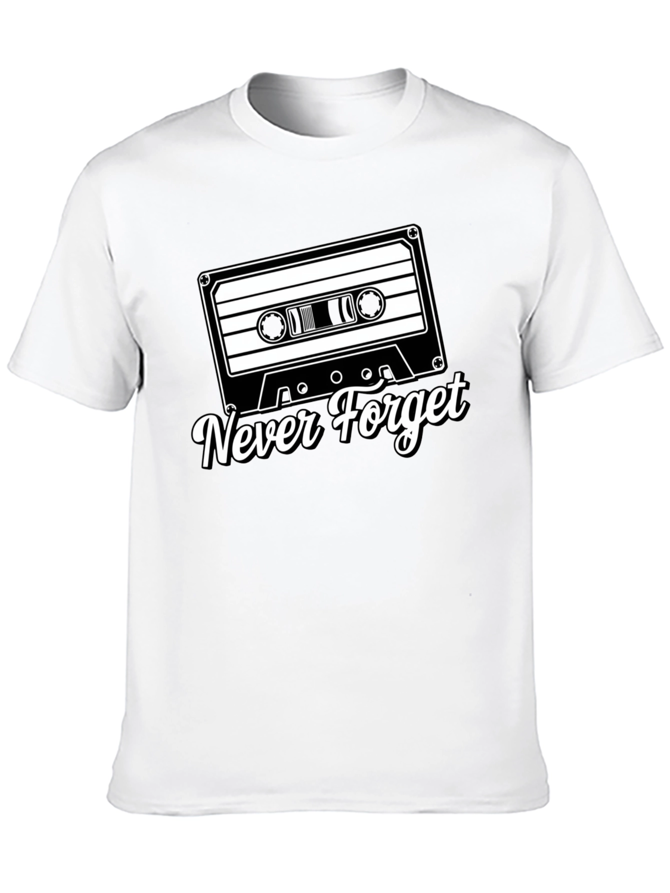 Retro Cassette Tape Never Forget Black T-Shirt