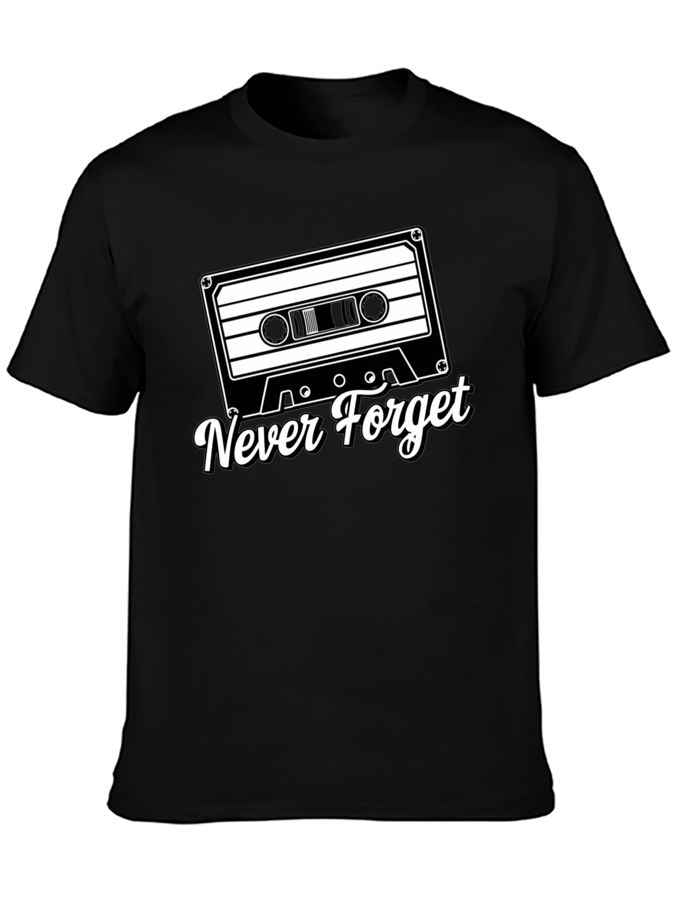 Retro Cassette Tape Never Forget Black T-Shirt