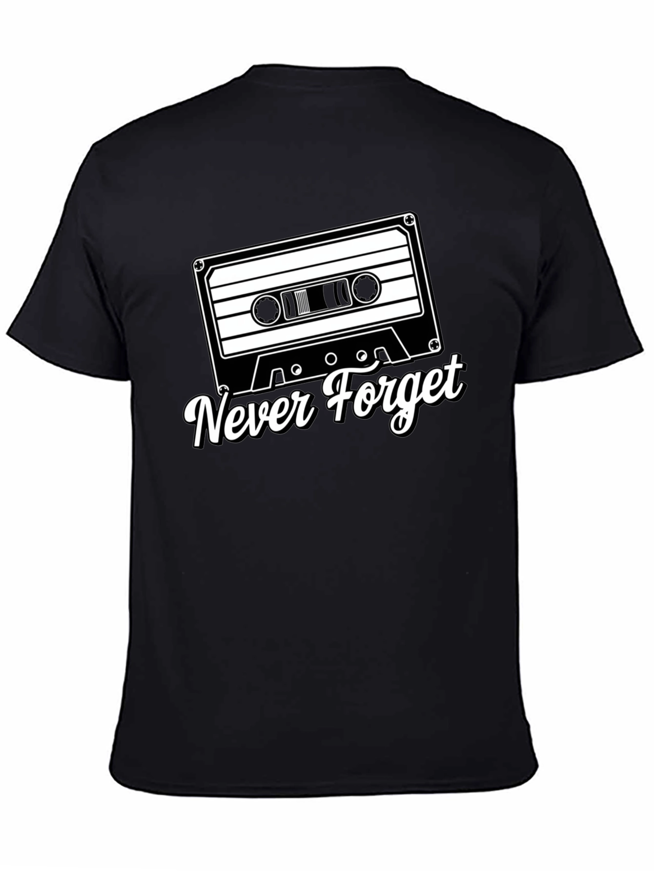 Retro Cassette Tape Never Forget Black T-Shirt