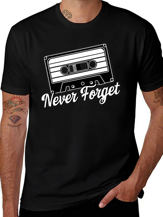 Retro Cassette Tape Never Forget Black T-Shirt
