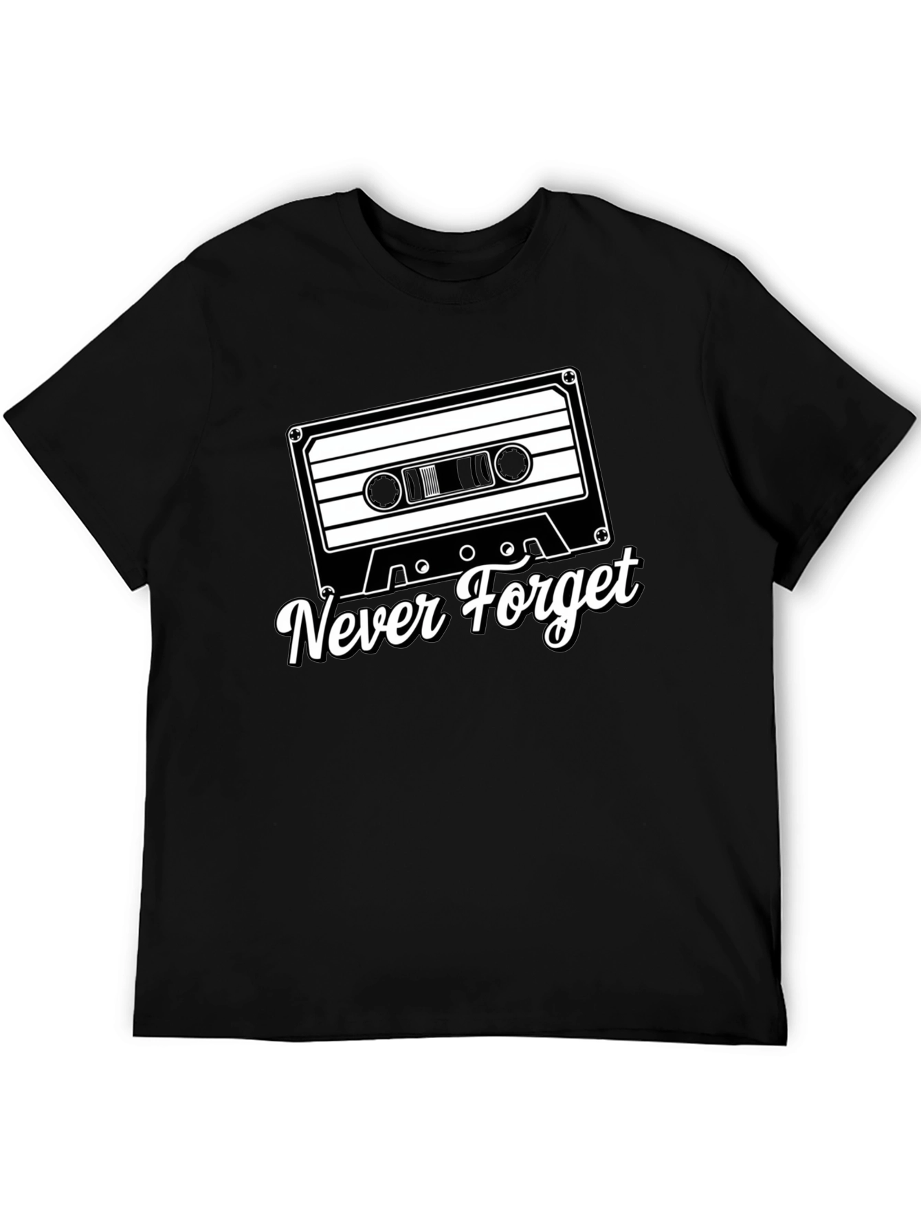 Retro Cassette Tape Never Forget Black T-Shirt