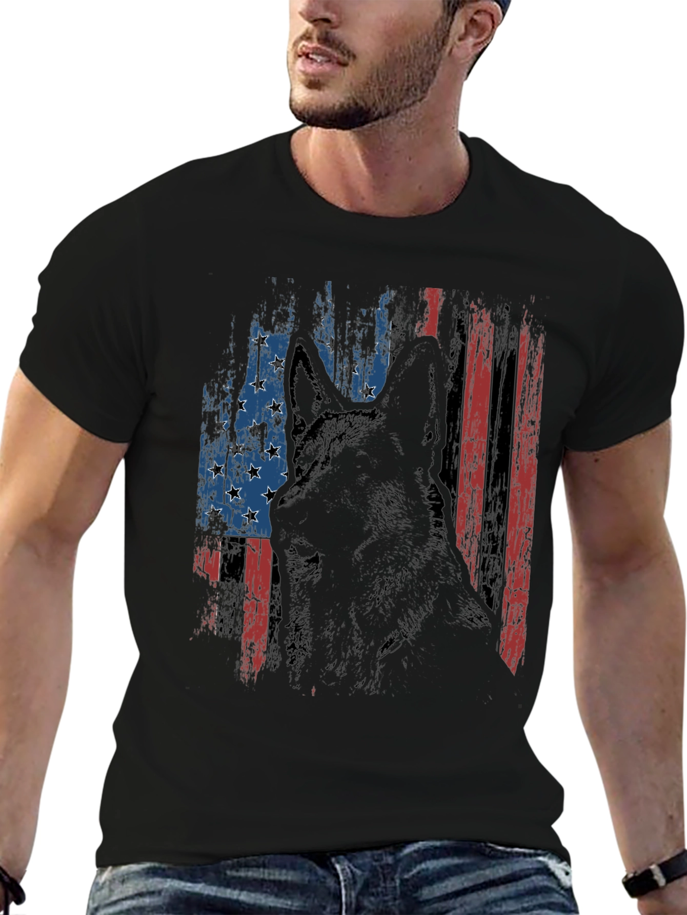 Patriotic German Shepherd USA Flag T-Shirt