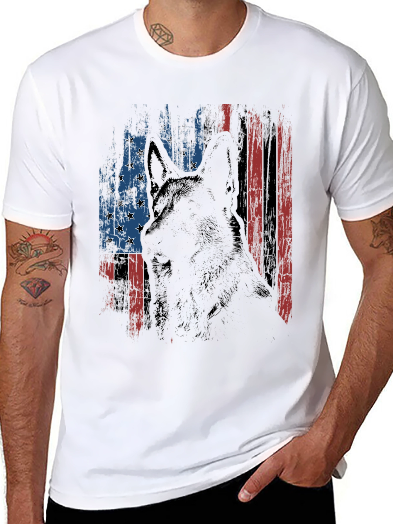 Patriotic German Shepherd USA Flag T-Shirt