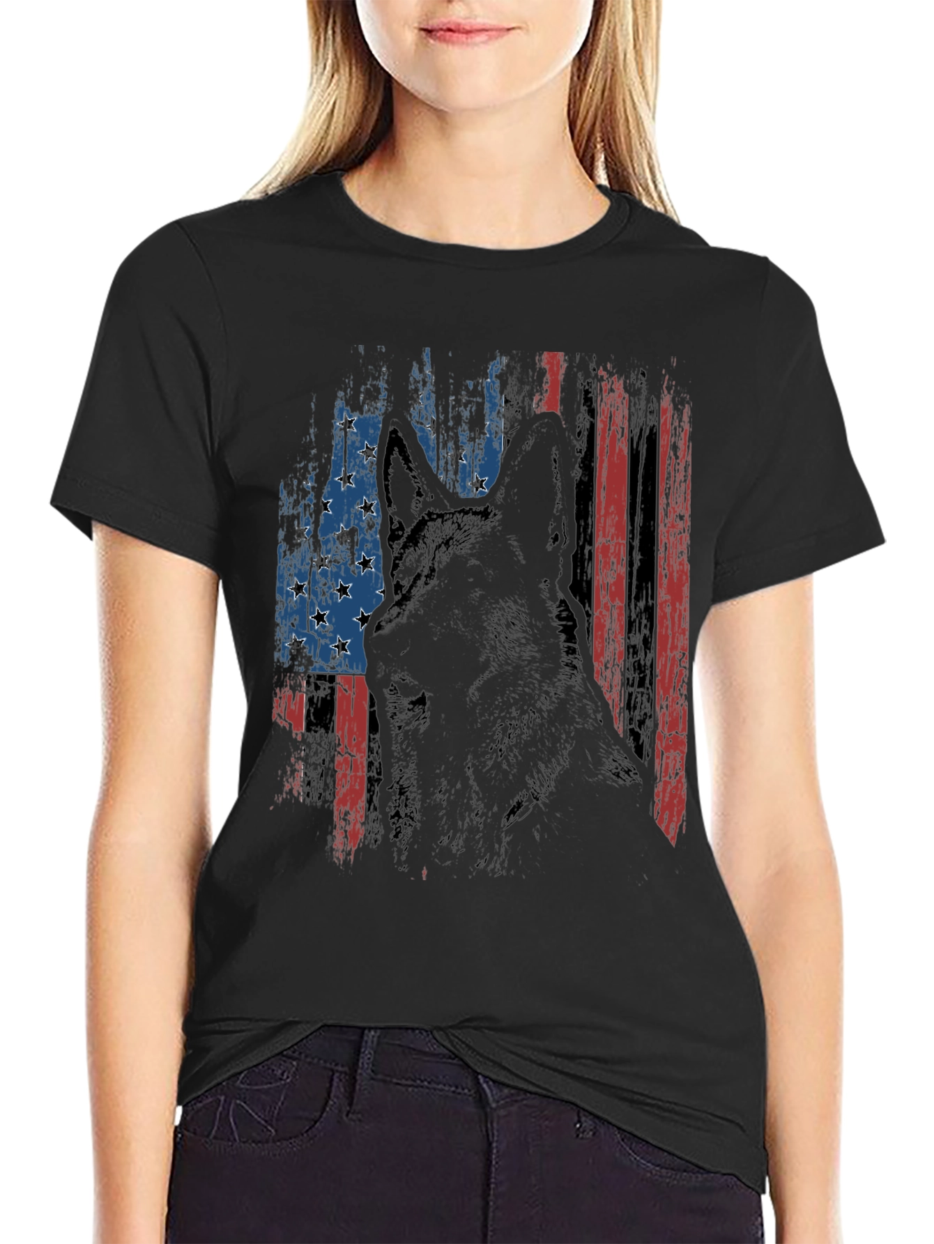Patriotic German Shepherd USA Flag T-Shirt