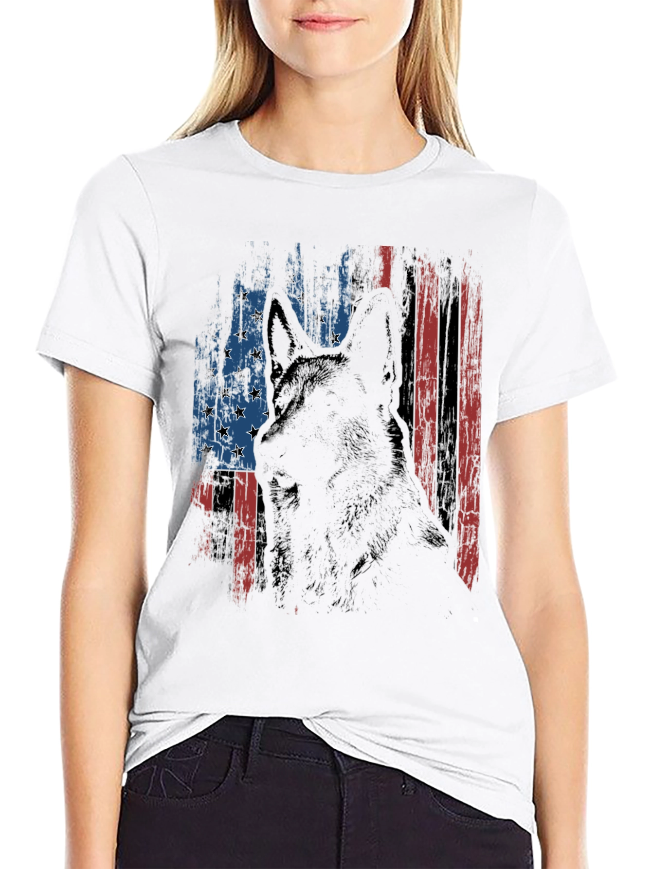 Patriotic German Shepherd USA Flag T-Shirt