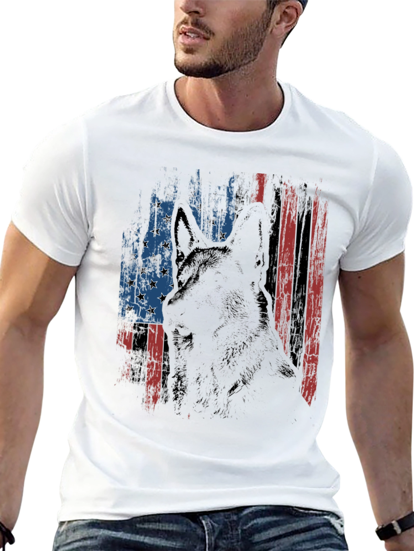 Patriotic German Shepherd USA Flag T-Shirt