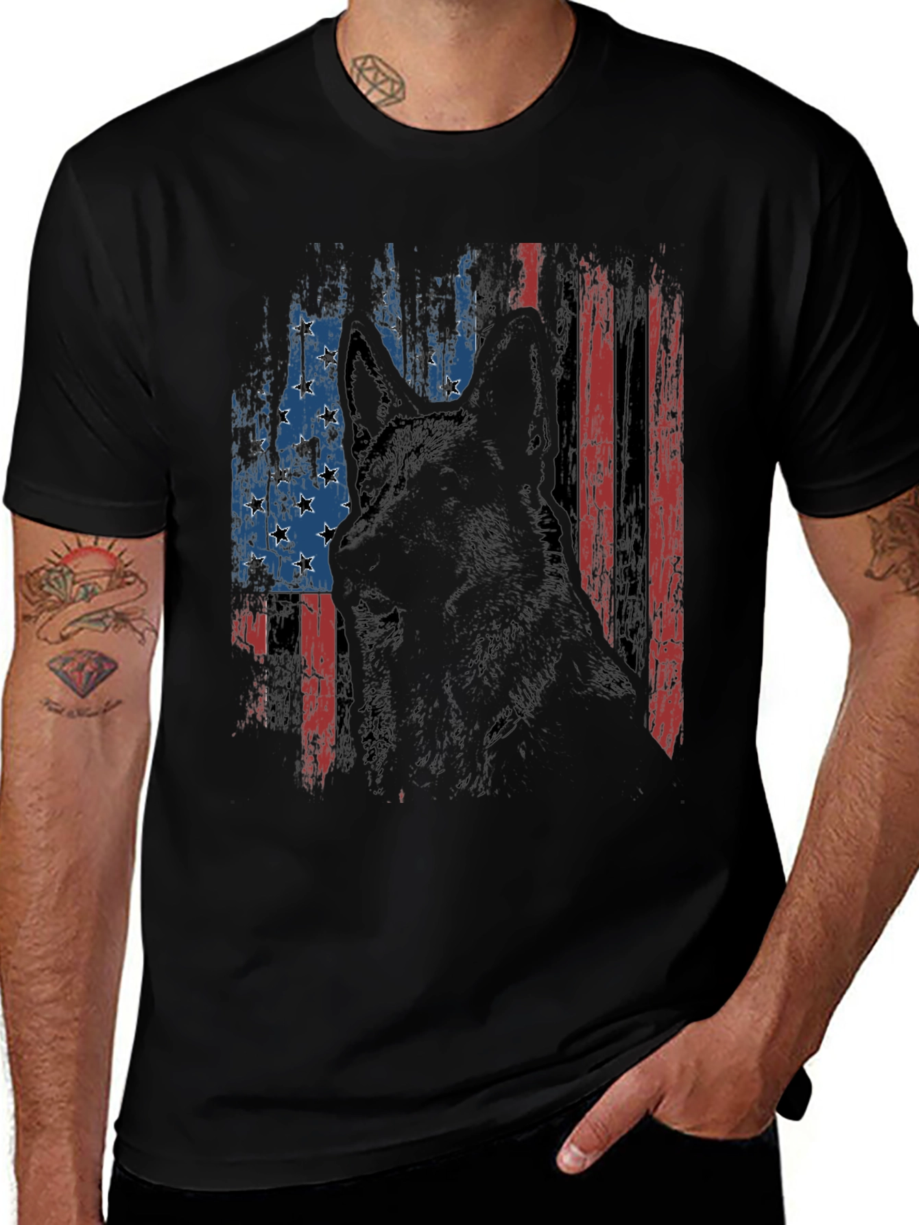 Patriotic German Shepherd USA Flag T-Shirt