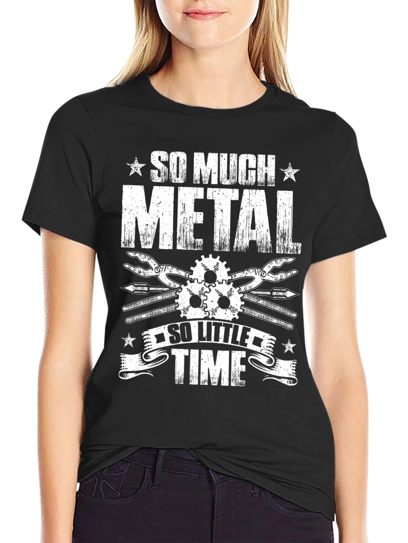 So Much Metal So Little Time Black Graphic T-Shirt