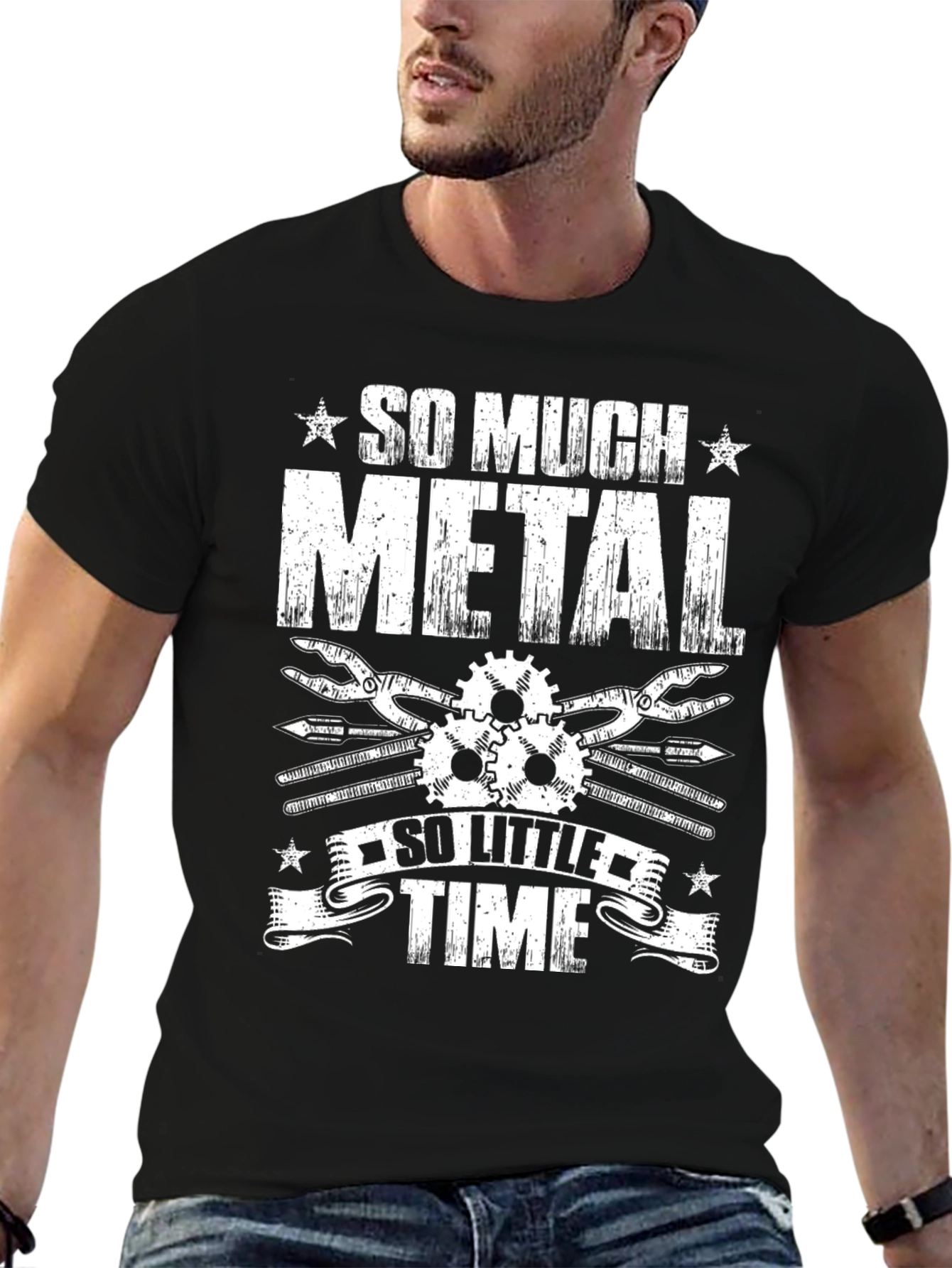 So Much Metal So Little Time Black Graphic T-Shirt