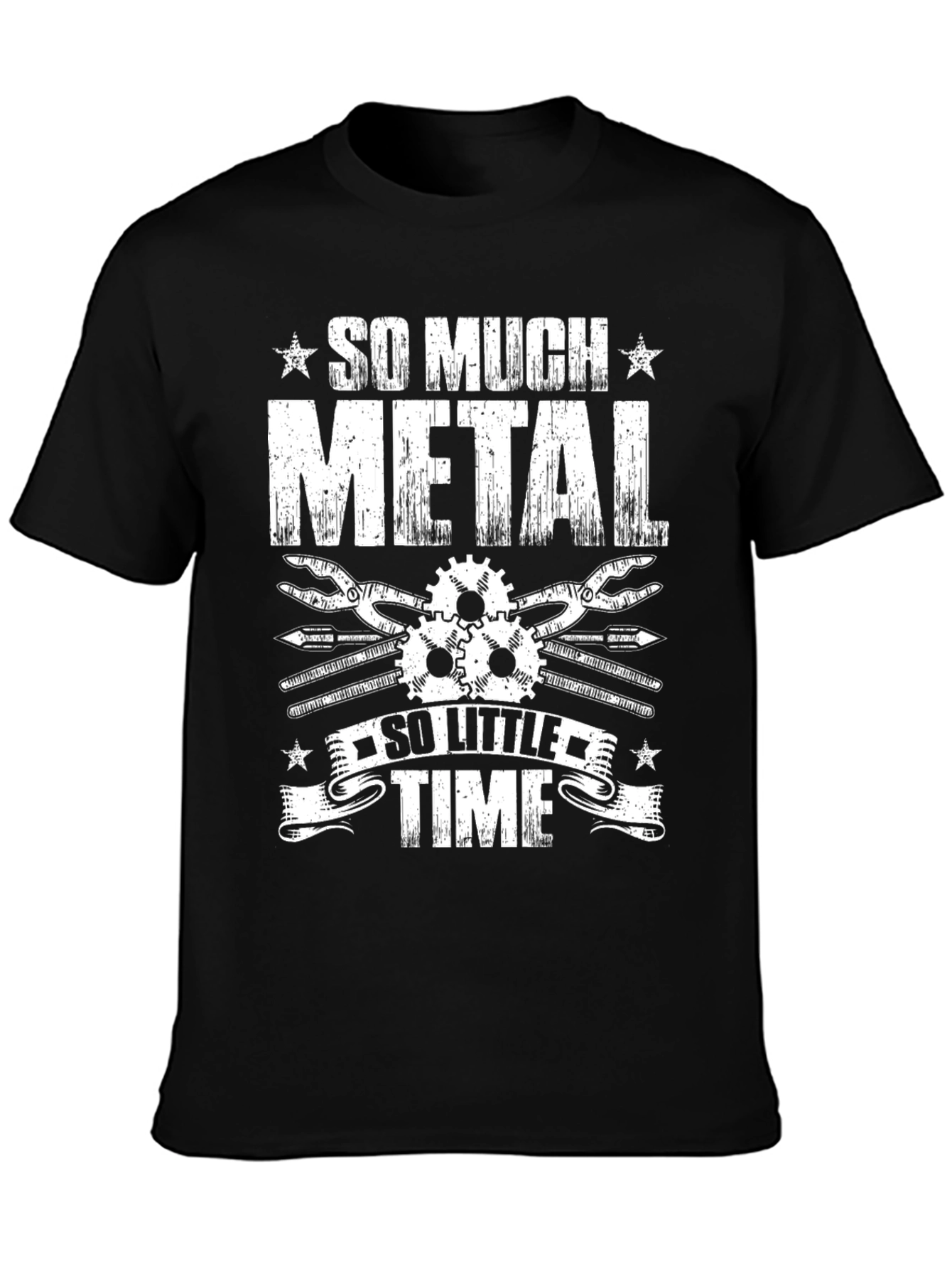 So Much Metal So Little Time Black Graphic T-Shirt