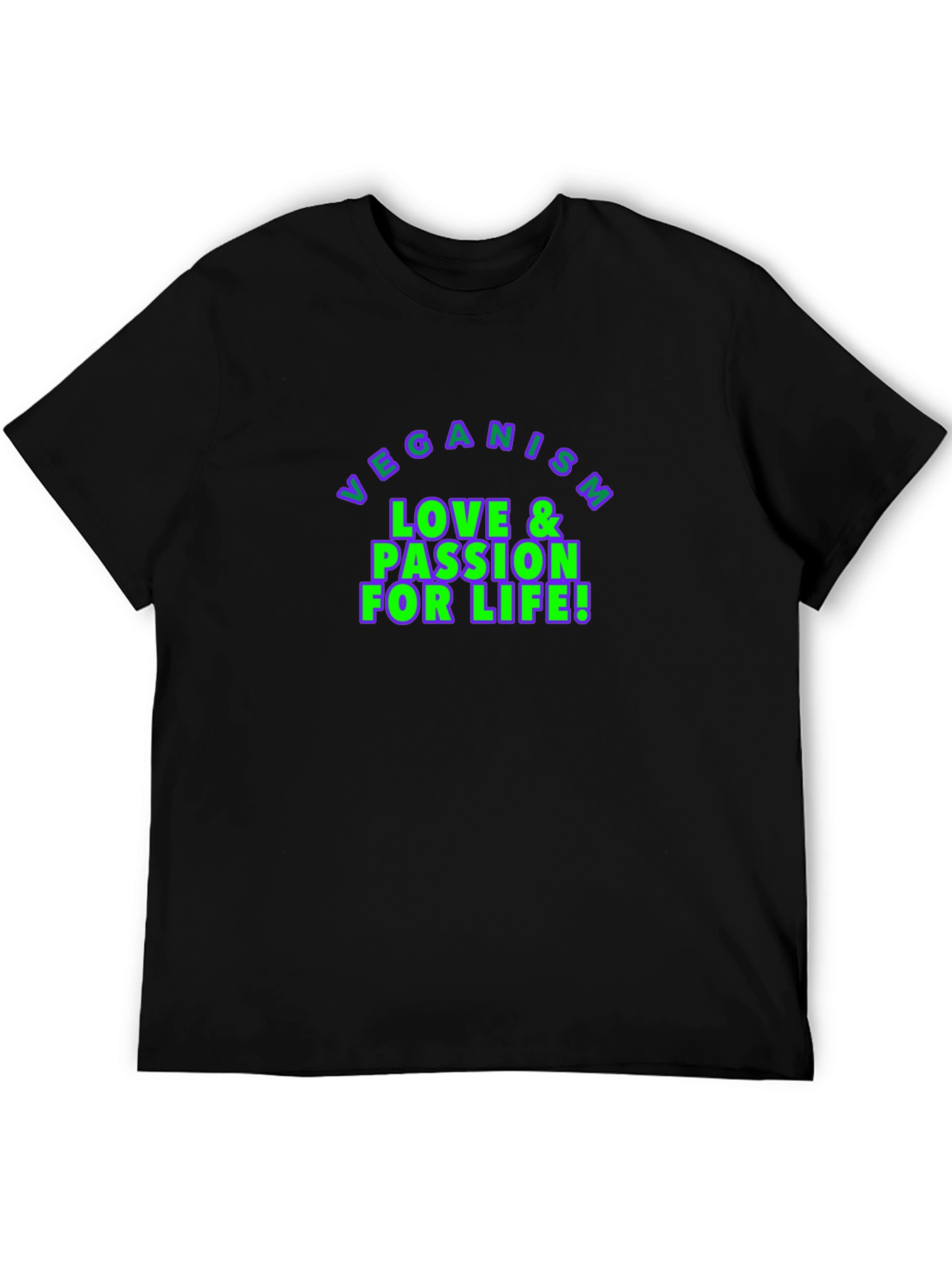 Veganism Love & Passion for Life Black T-Shirt