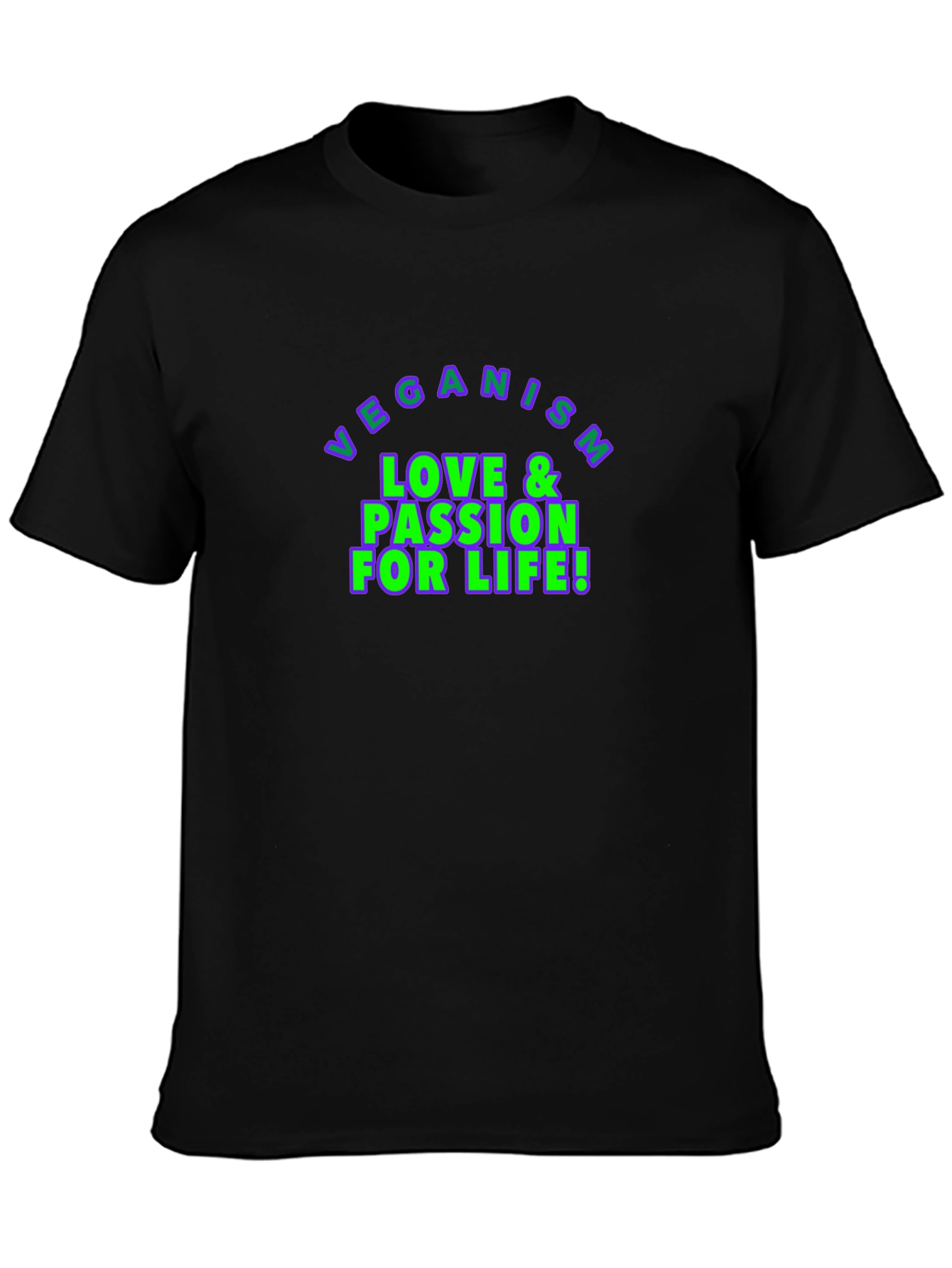 Veganism Love & Passion for Life Black T-Shirt