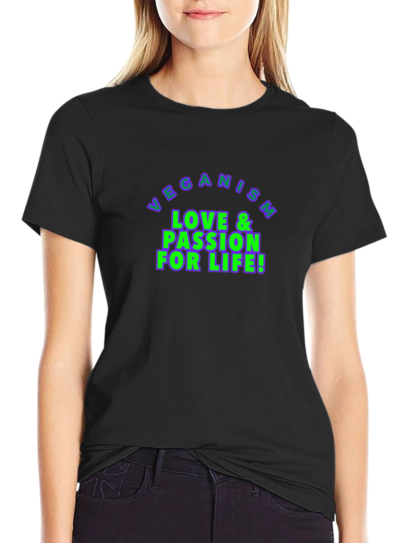 Veganism Love & Passion for Life Black T-Shirt