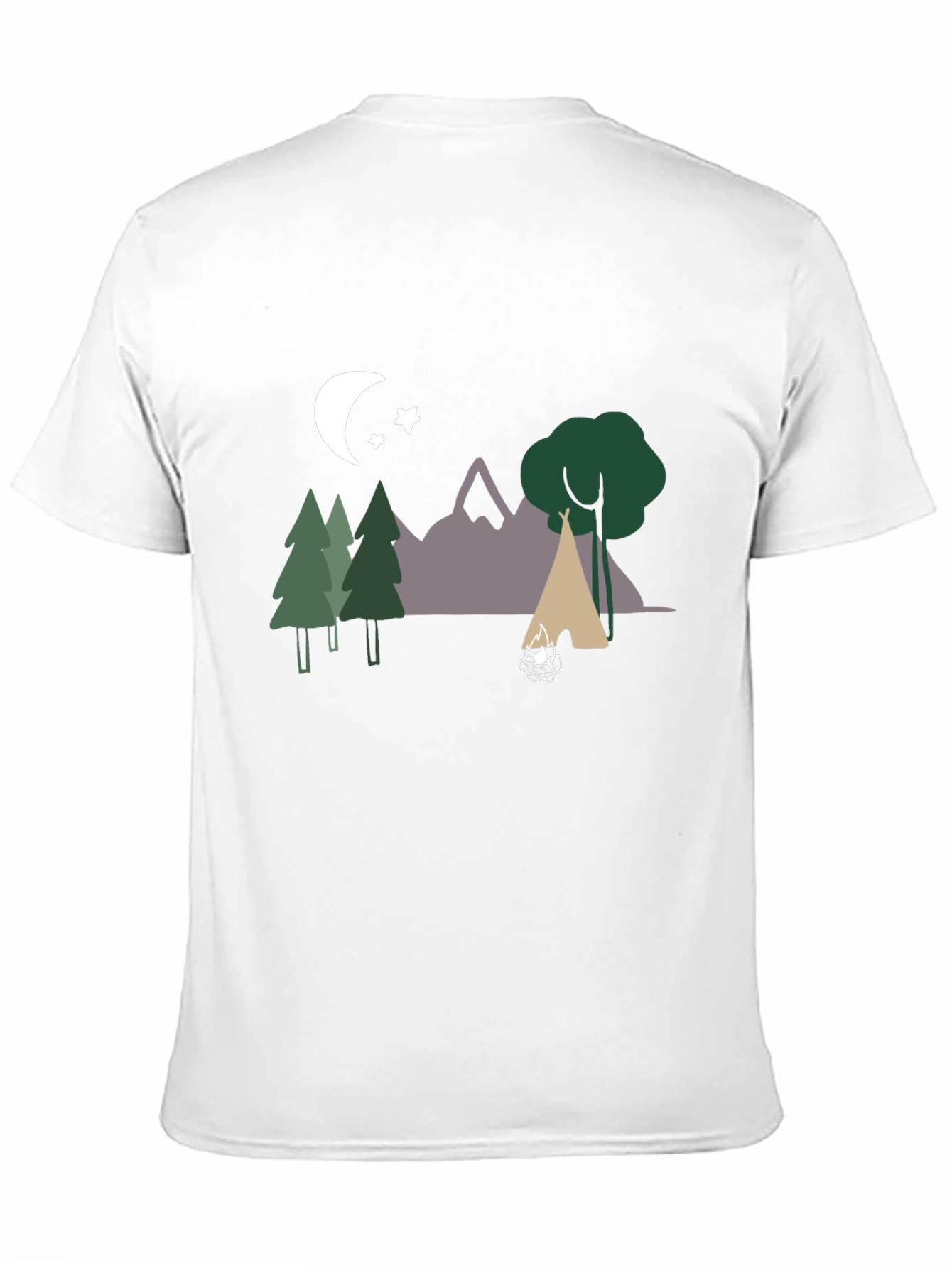 Camping Scene Graphic Tee - Black Cotton Blend