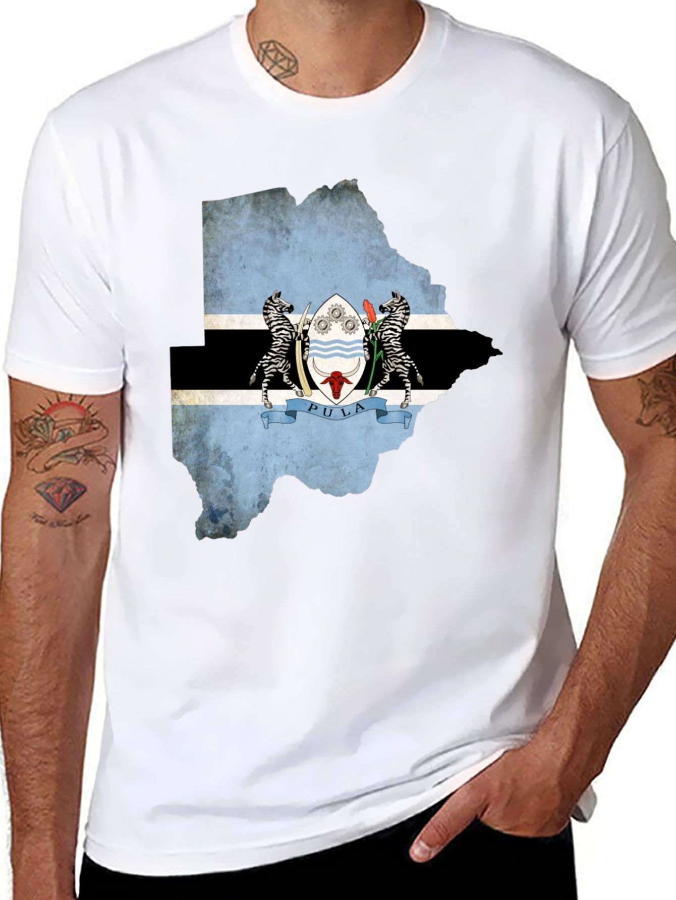 Botswana Flag Map T-Shirt