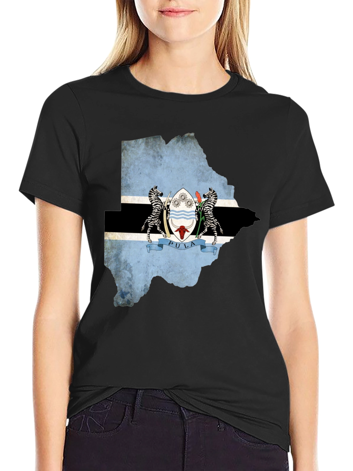 Botswana Flag Map T-Shirt
