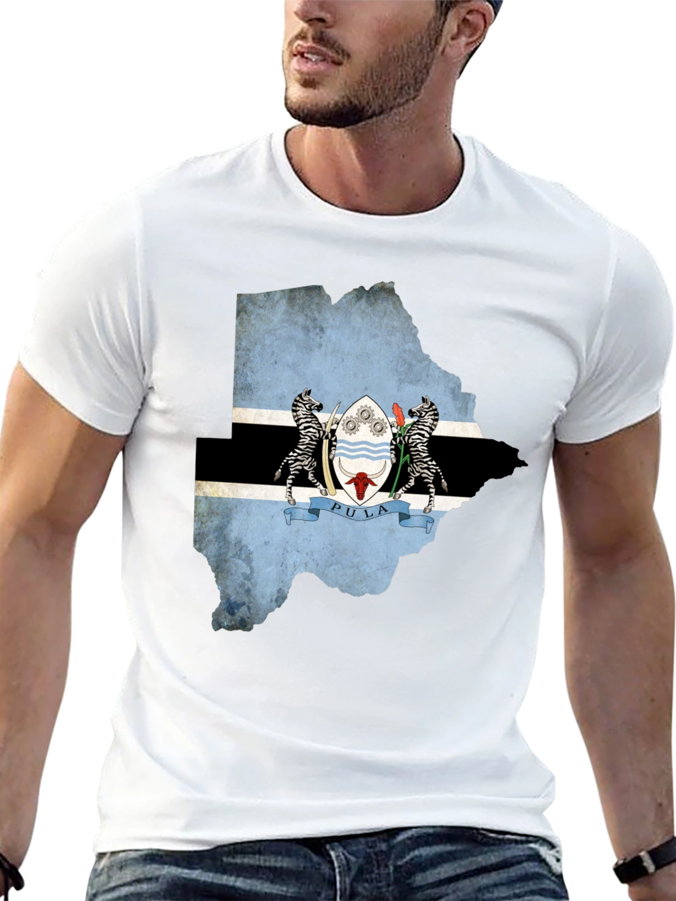 Botswana Flag Map T-Shirt