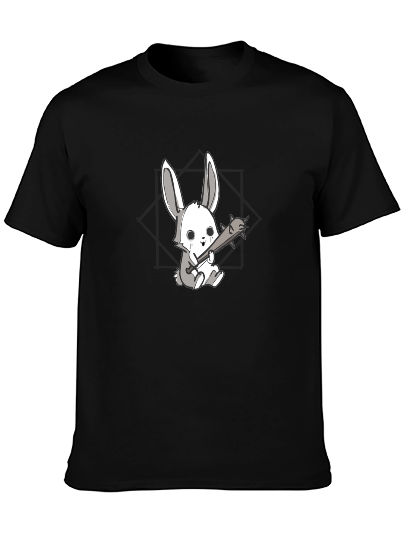Mens Black T-Shirt with Bunny Design