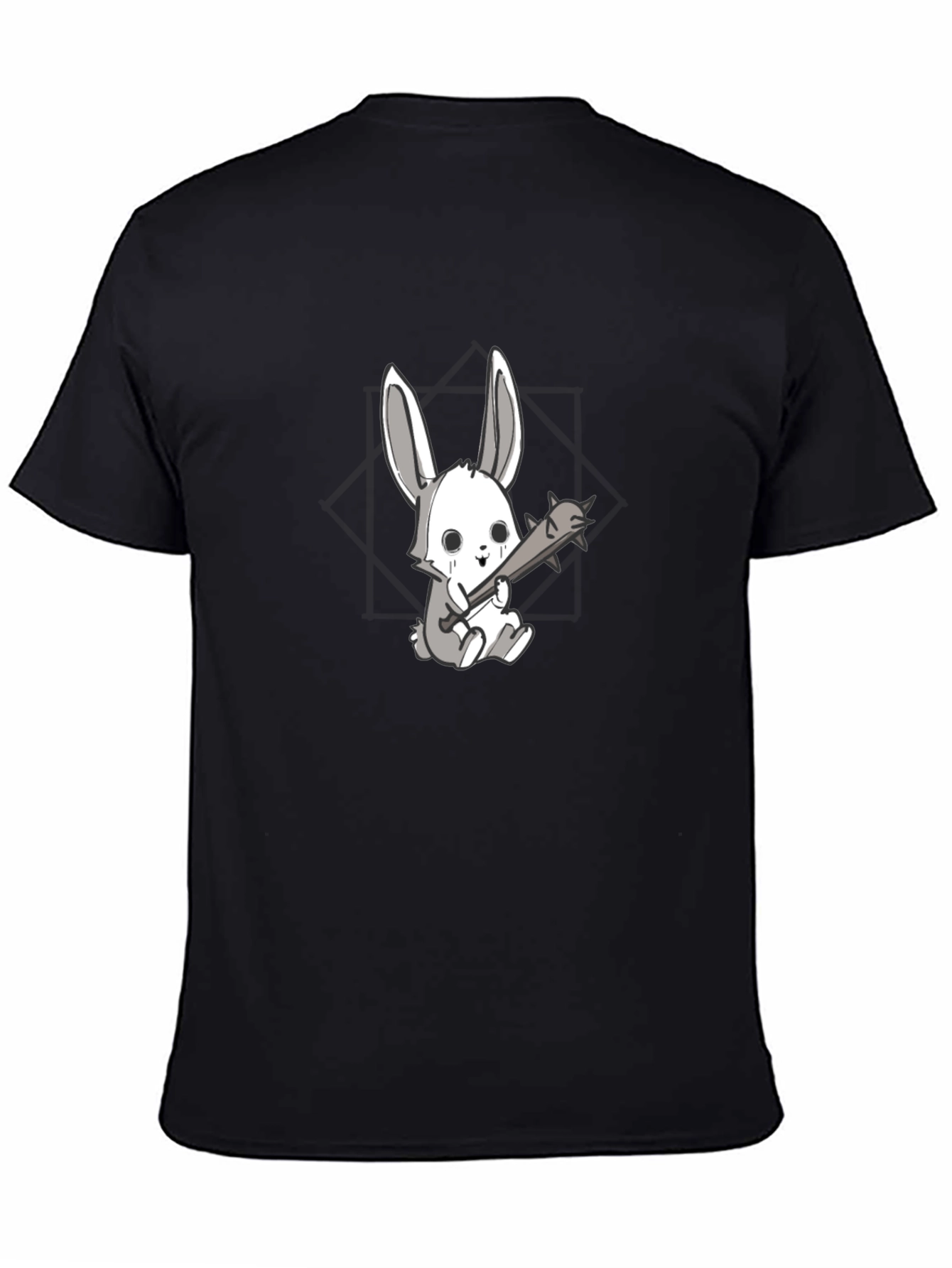 Mens Black T-Shirt with Bunny Design