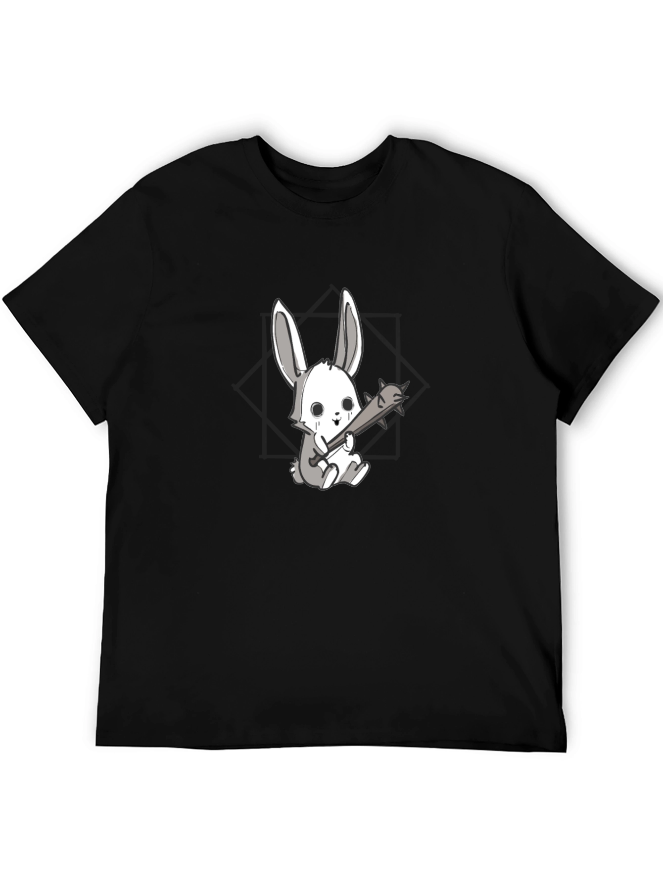 Mens Black T-Shirt with Bunny Design