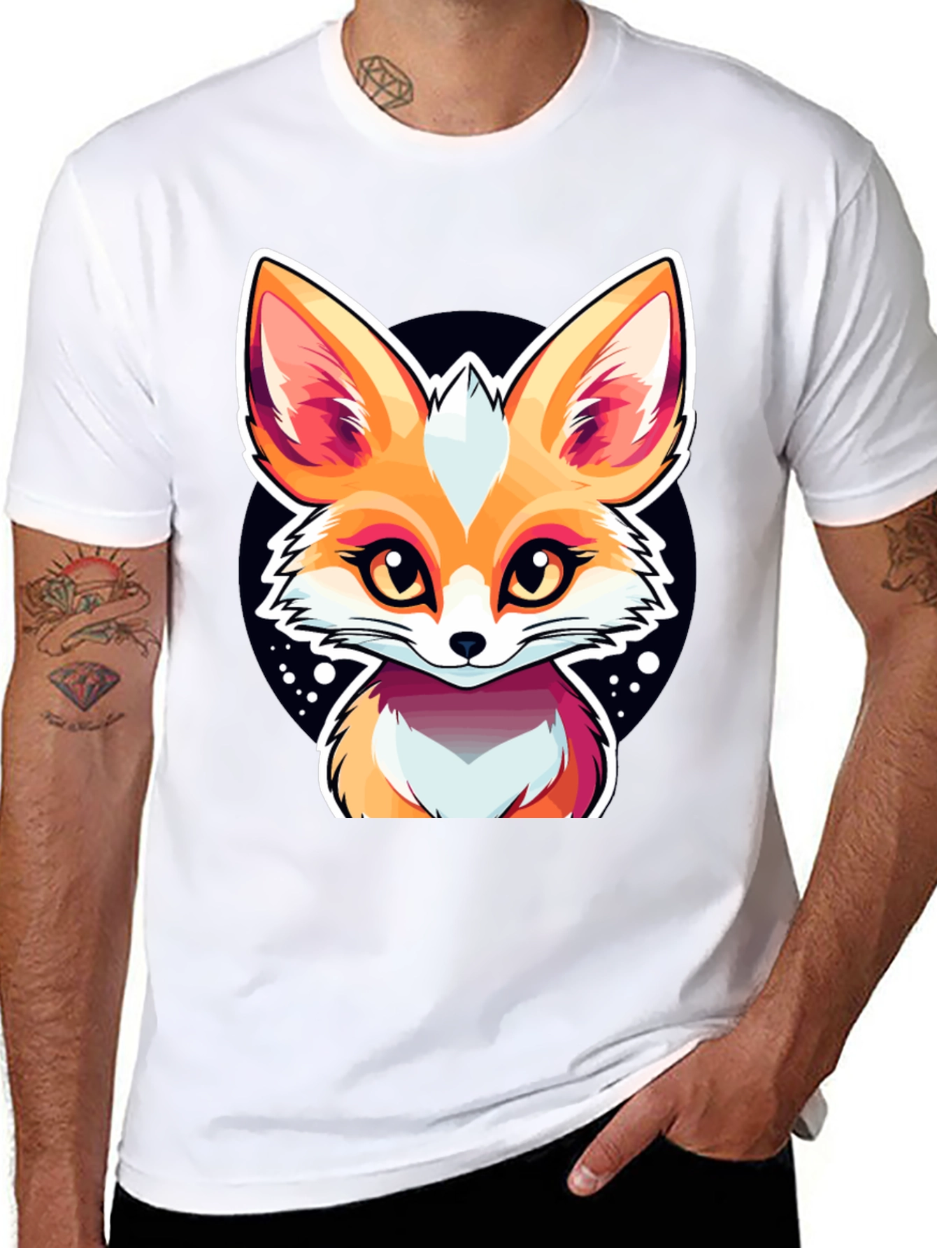Cute Fox Graphic Tee - Black Cotton Shirt