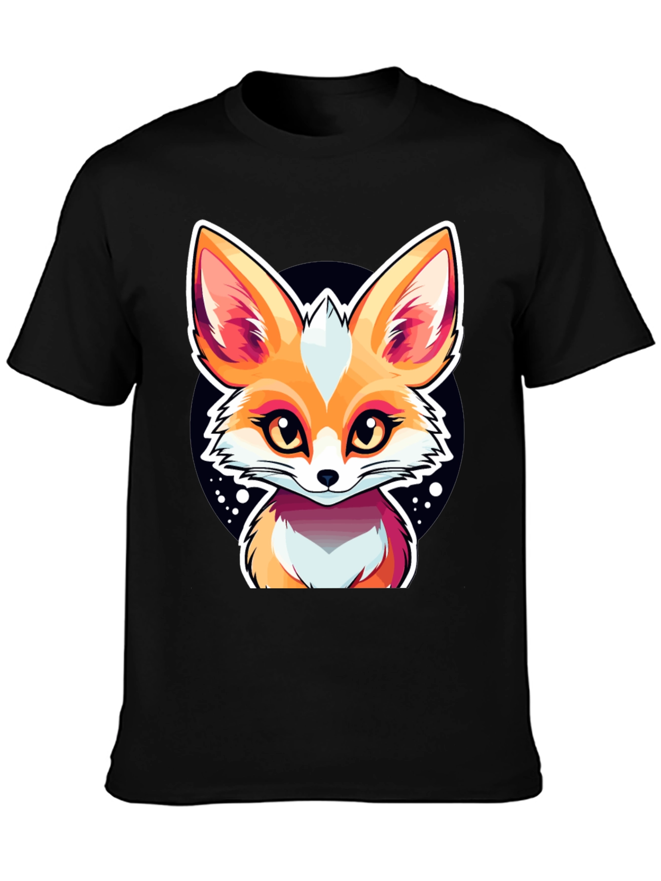 Cute Fox Graphic Tee - Black Cotton Shirt