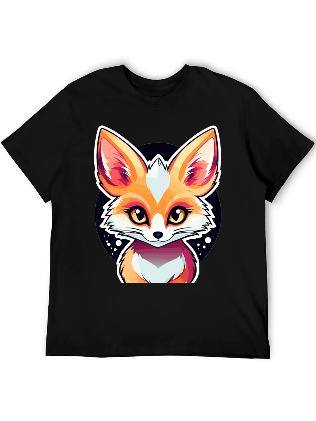 Cute Fox Graphic Tee - Black Cotton Shirt