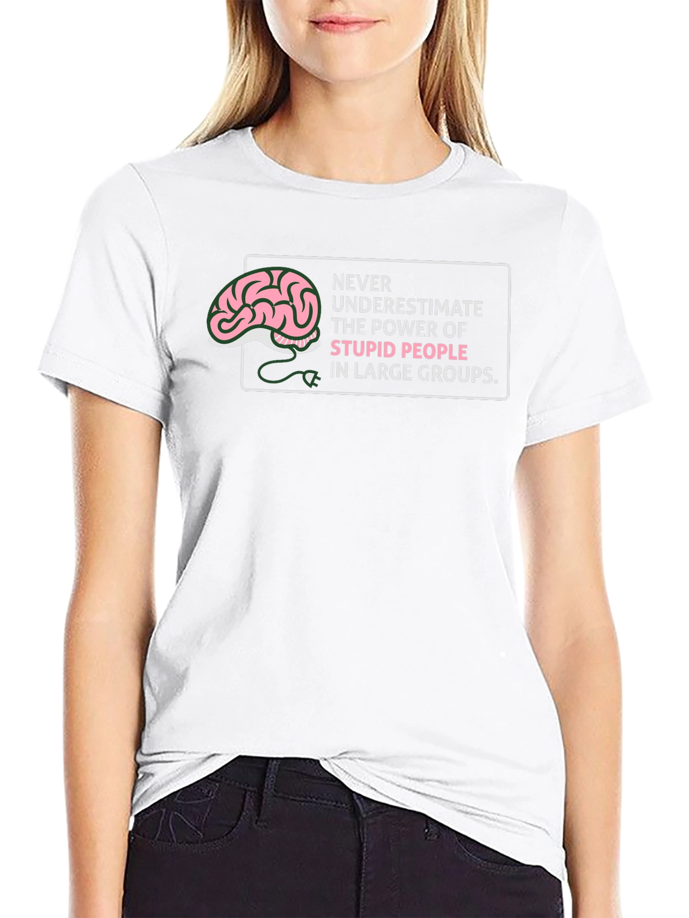 Stupid People Power Graphic Tee - Black Cotton