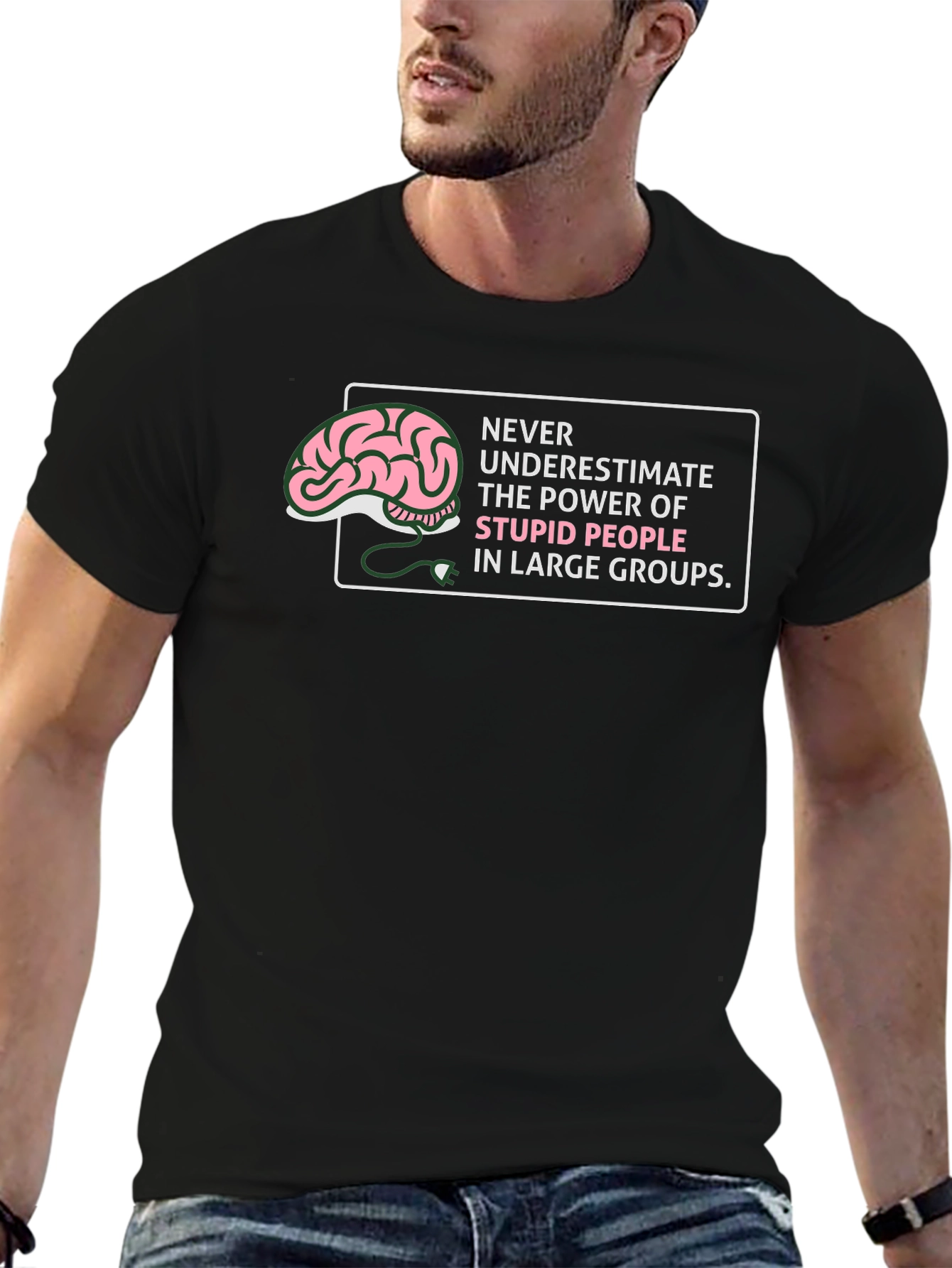 Stupid People Power Graphic Tee - Black Cotton