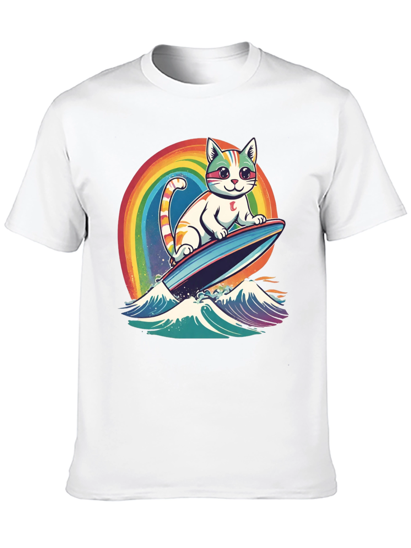Surfing Cat Rainbow T-Shirt