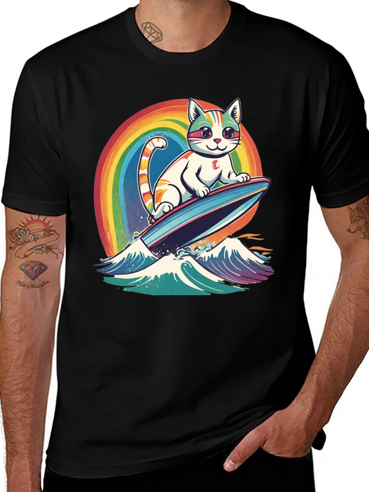 Surfing Cat Rainbow T-Shirt